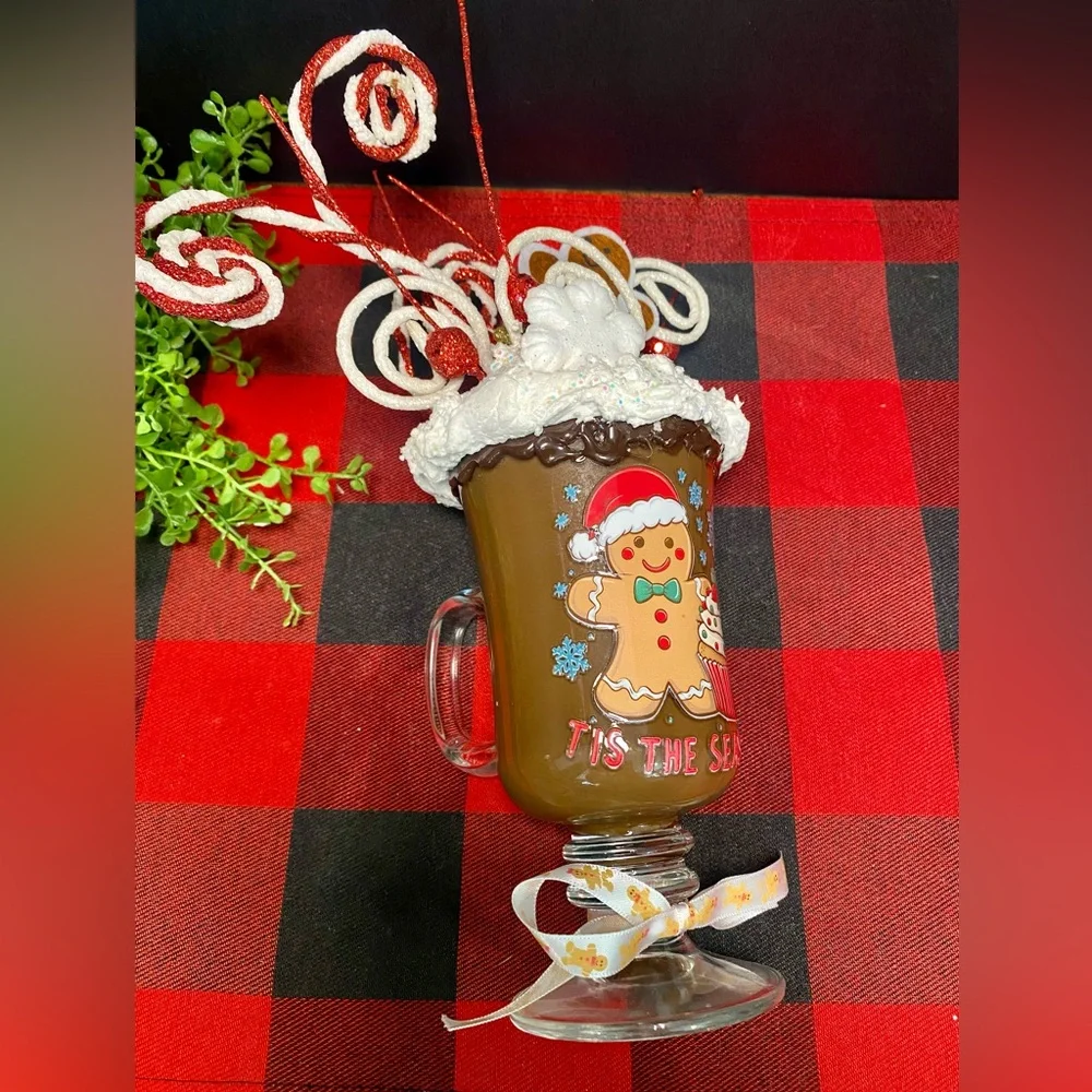 Hand Crafted Faux‎ Whipped Topping Festive Gingerbread Mug